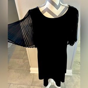 Calvin Klein Women's Velvet Dress with Chiffon Sleeves - Size 14